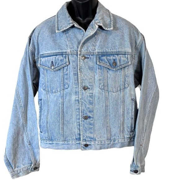 Vintage 90’s Gap Denim USA Flag Graphic Jean Trucker Jacket - Picture 2 of 15